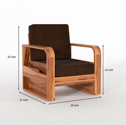 Brivon Sheesham Wooden 5 Seater Sofa Set (Honey Finish)