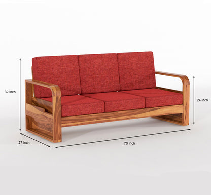 Brivon Sheesham Wooden 5 Seater Sofa Set (Honey Finish)