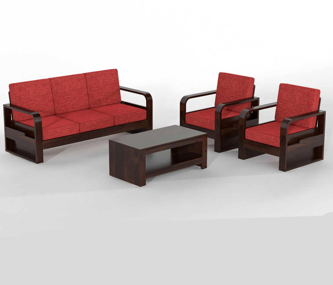 Zandor Sheesham Wooden 6 Seater Sofa Set (Walnut Finish)