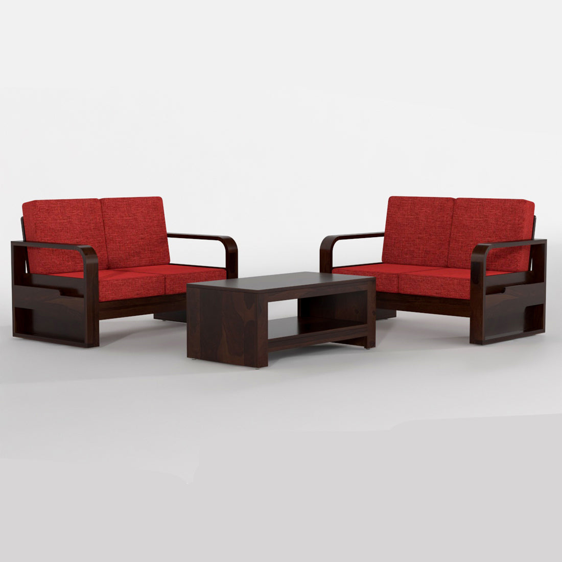 Orynel Sheesham Wooden 4 Seater Sofa Set (Walnut Finish)