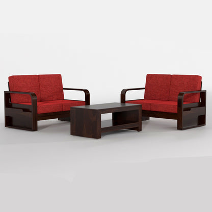 Orynel Sheesham Wooden 4 Seater Sofa Set (Walnut Finish)