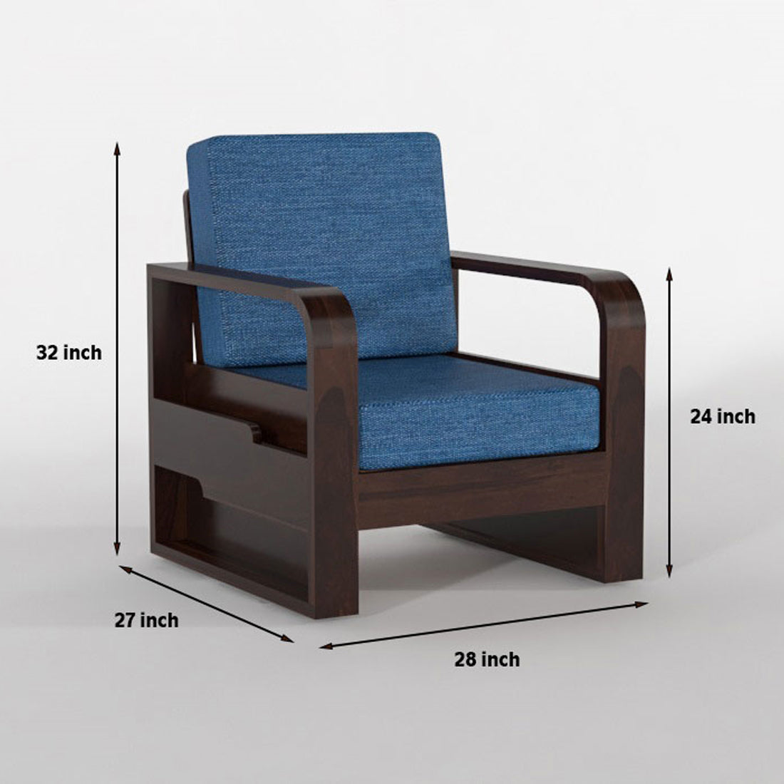 Brivon Sheesham Wooden 5 Seater Sofa Set (Walnut Finish)