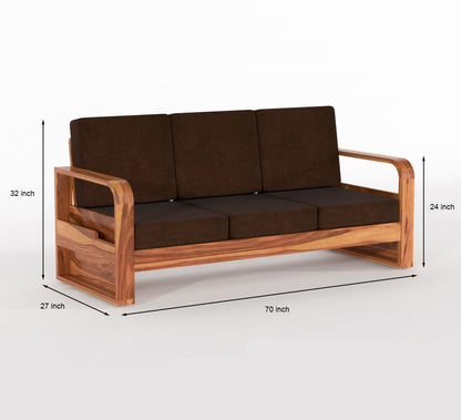 Brivon Sheesham Wooden 5 Seater Sofa Set (Honey Finish)