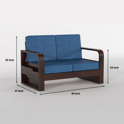 Juvric Solid Sheesham Wooden 2 Seater Sofa Set (Walnut Finish)