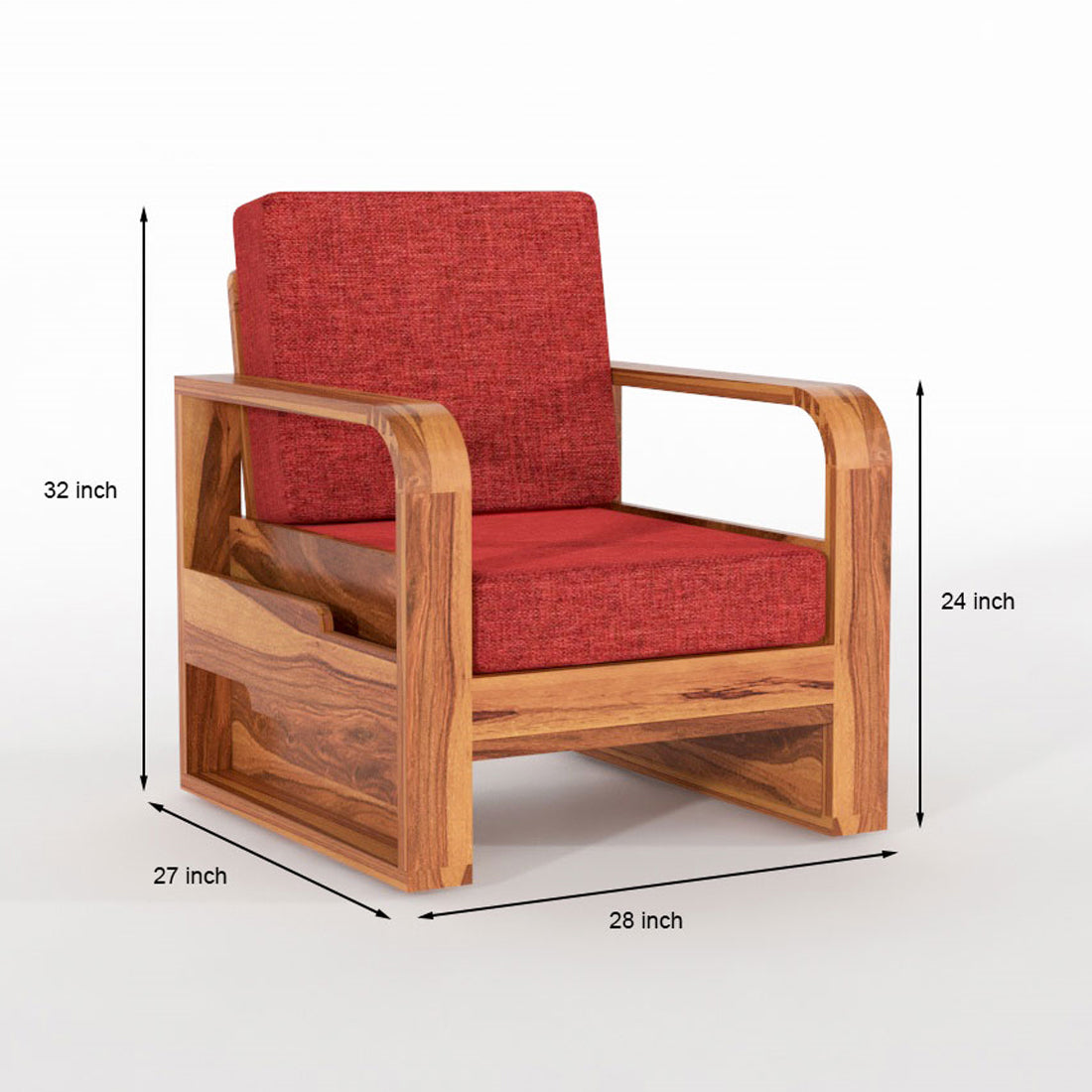 Brivon Sheesham Wooden 5 Seater Sofa Set (Honey Finish)