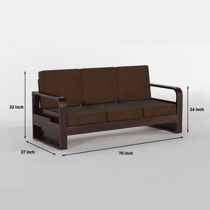 Brivon Sheesham Wooden 5 Seater Sofa Set (Walnut Finish)