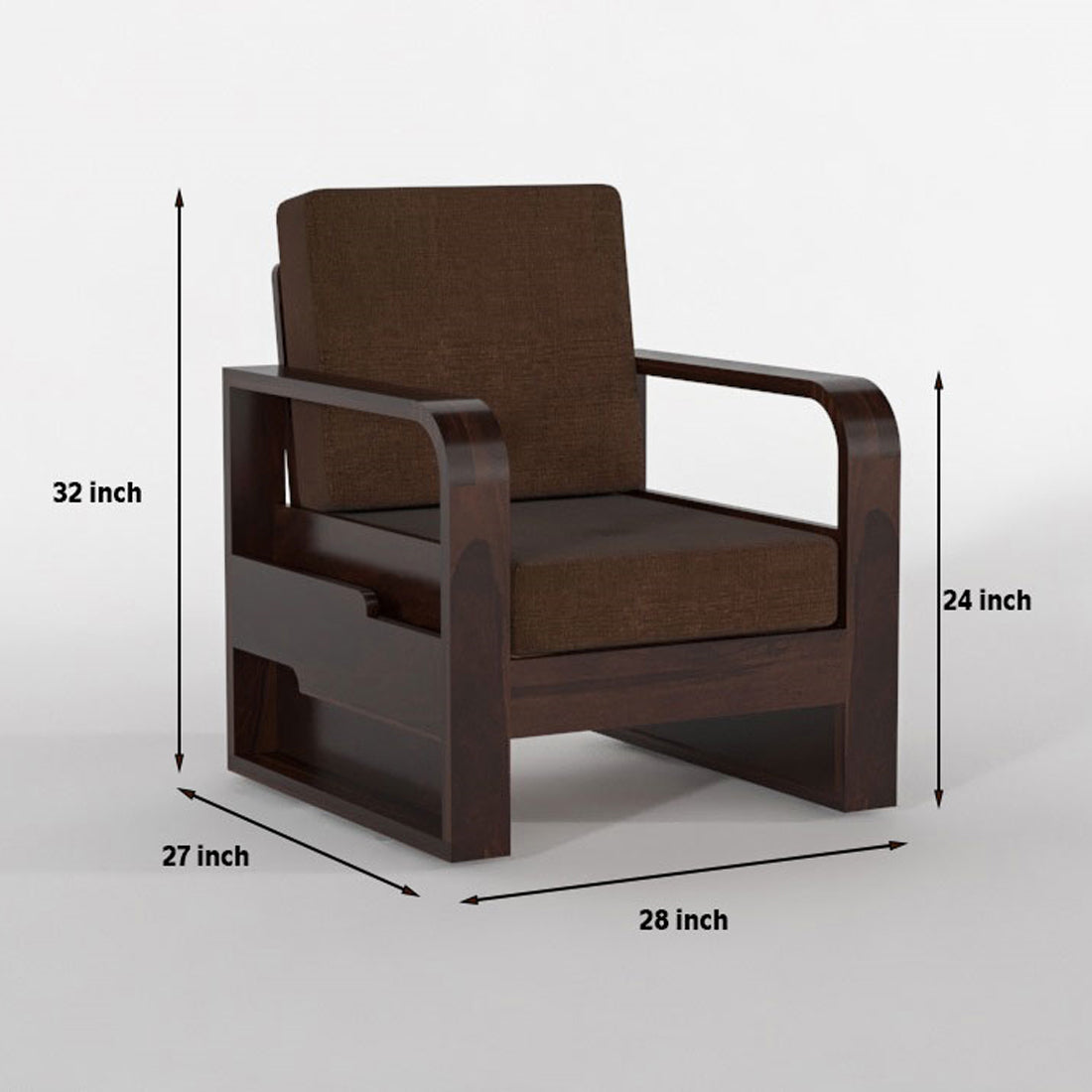 Brivon Sheesham Wooden 5 Seater Sofa Set (Walnut Finish)