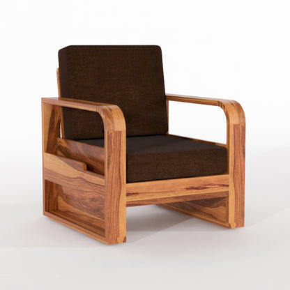 Wovian Solid Sheesham Wooden 1 Seater Sofa Set (Honey  Finish)