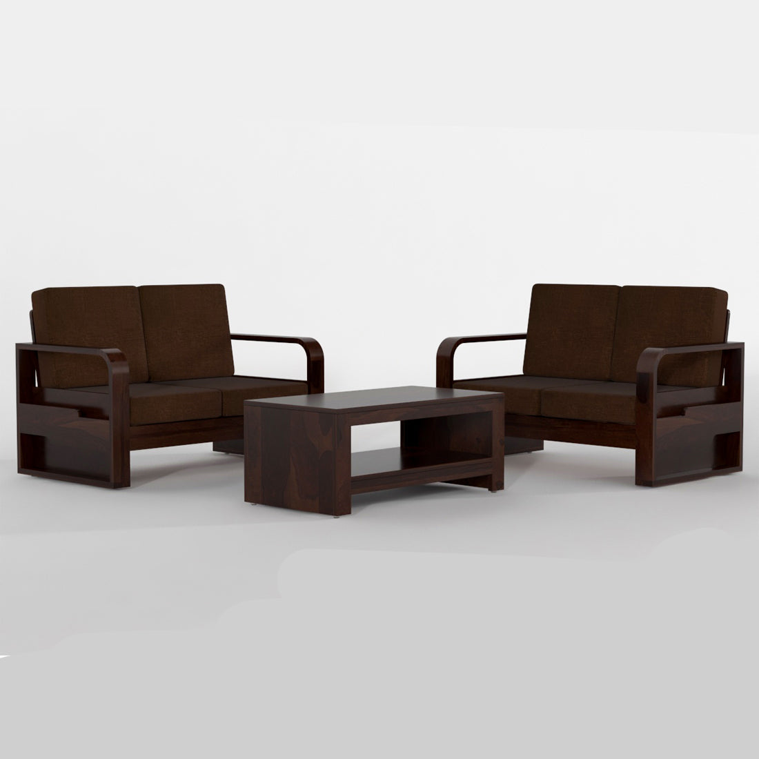 Orynel Sheesham Wooden 4 Seater Sofa Set (Walnut Finish)