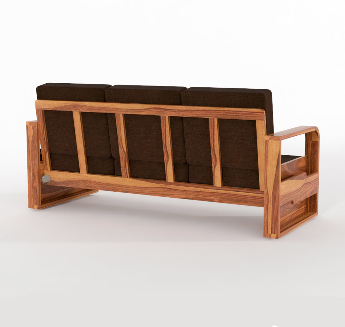 Brivon Sheesham Wooden 5 Seater Sofa Set (Honey Finish)