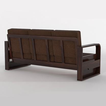 Brivon Sheesham Wooden 5 Seater Sofa Set (Walnut Finish)