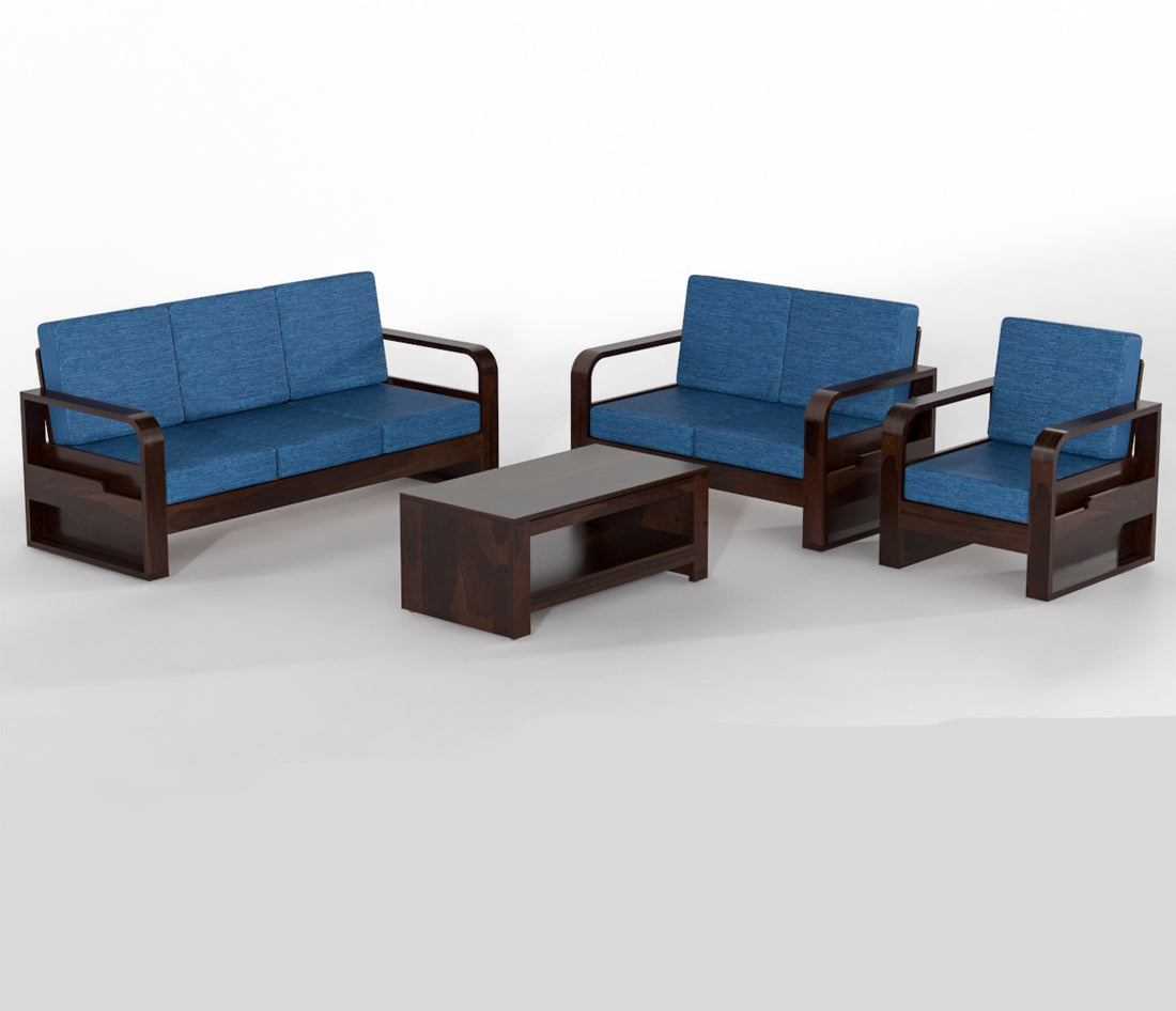 Zandor Sheesham Wooden 6 Seater Sofa Set (Walnut Finish)