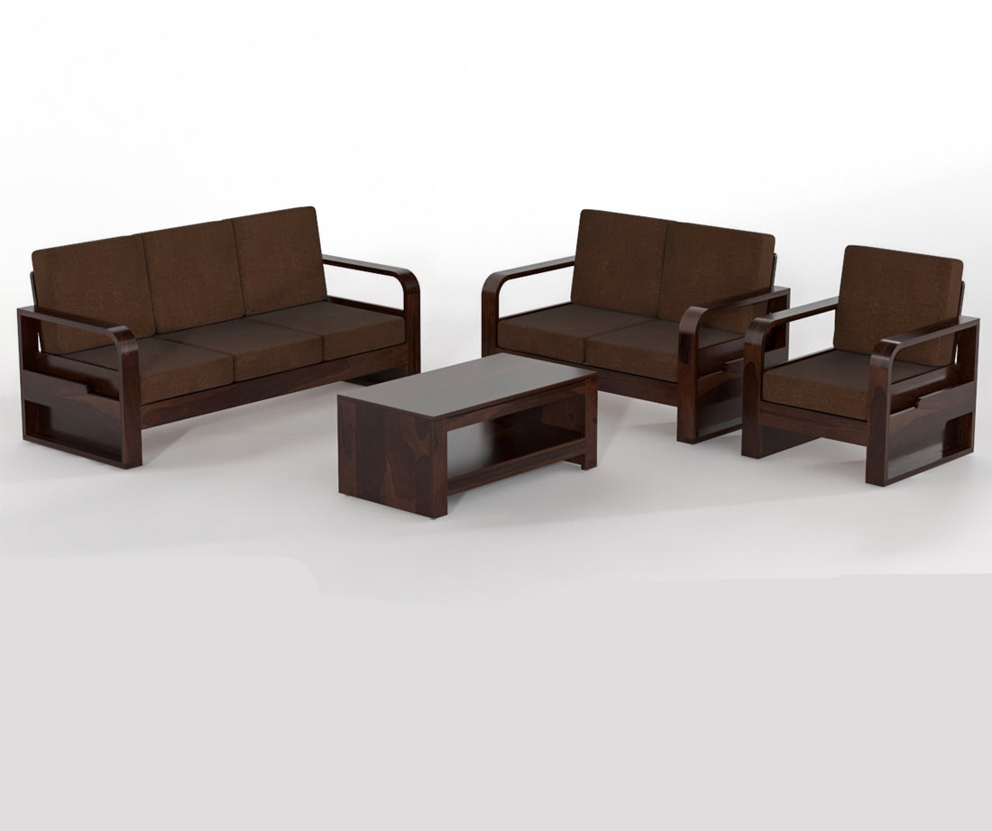 Zandor Sheesham Wooden 6 Seater Sofa Set (Walnut Finish)