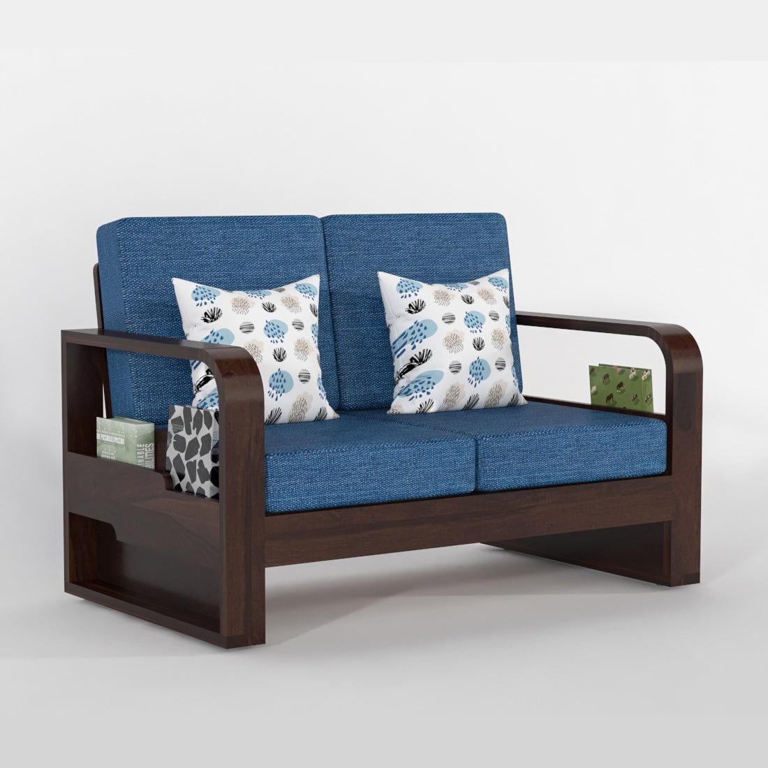 Juvric Solid Sheesham Wooden 2 Seater Sofa Set (Walnut Finish)