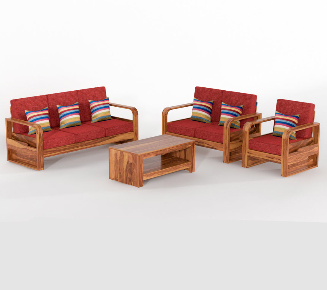 Zandor Sheesham Wooden 6 Seater Sofa Set (Honey Finish)