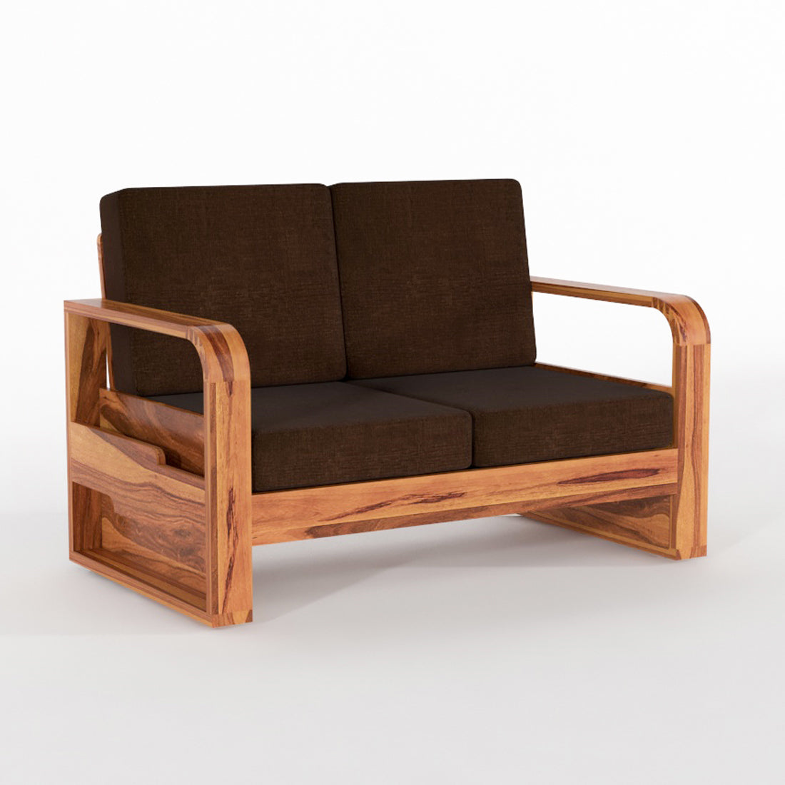 Juvric  Solid Sheesham Wooden 2 Seater Sofa Set (Honey Finish)